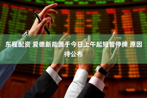 东程配资 爱德新能源于今日上午起短暂停牌 原因待公布